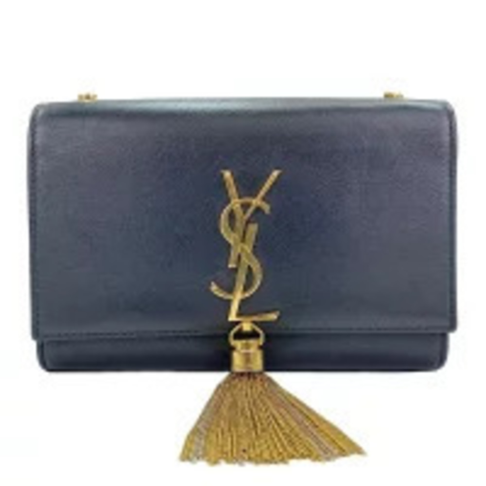 Saint Laurent Yves Leather Kate Tassel Shoulder Bag Black